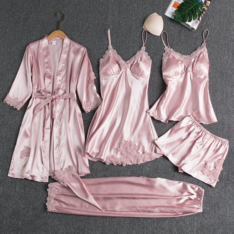 Women's Sexy Lace Trim Sleepwear Five-Piece Sets🚛Free Shipping