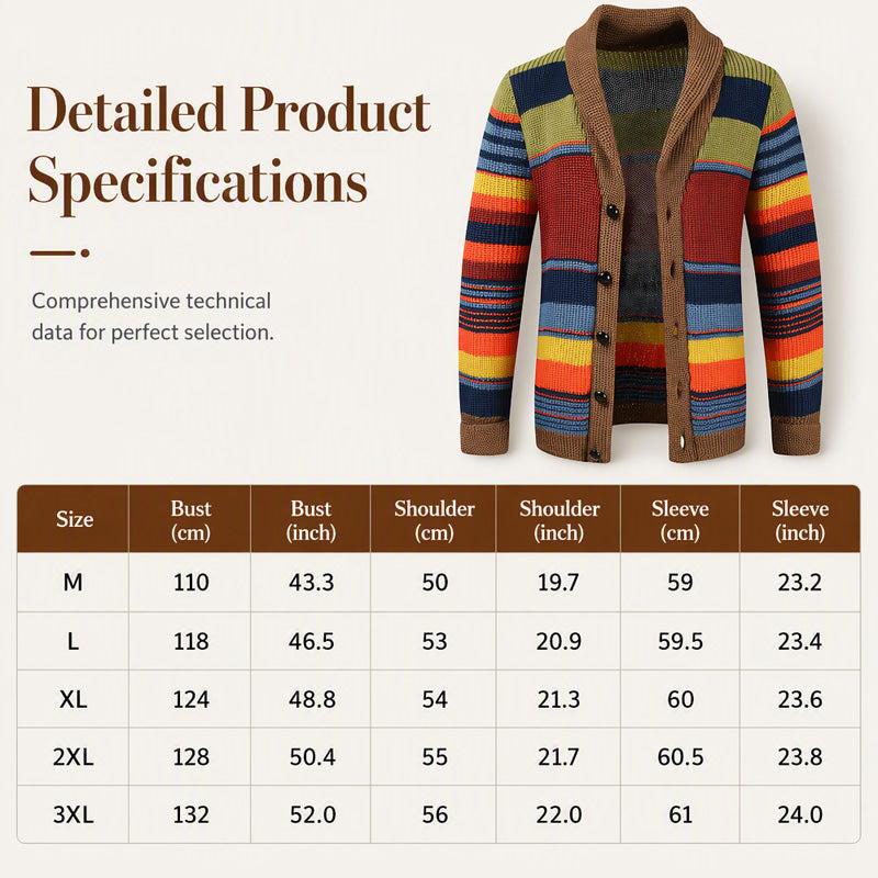 🧶Men's Shawl Collar Striped Knit Cardigan Sweater– Timeless Style & Cosy Autumn Comfort