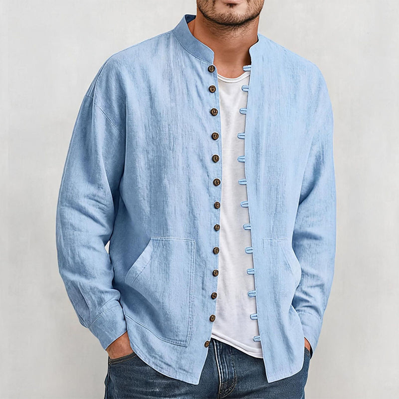 ๐ Men's Casual Long Sleeve Stand Collar Shirt โ Smart, Comfortable & Effortlessly Stylish