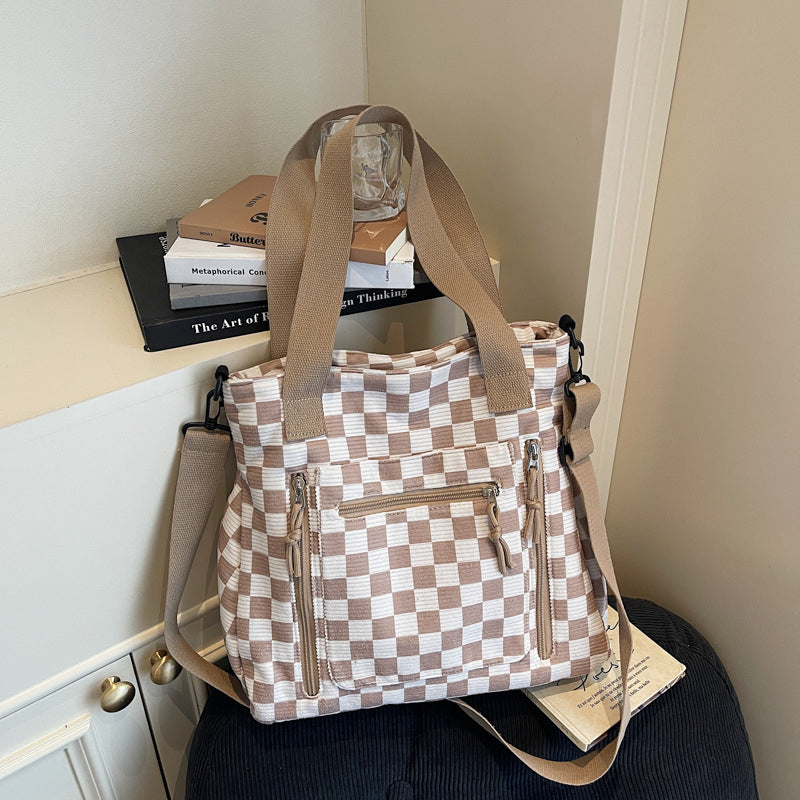 👜 Casual Large Capacity Checkerboard Tote Bag