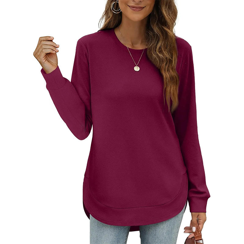 ✨ Trendy & Flattering 💕 Women’s Solid High Low Hem Long-Sleeve Tops – Soft Fabric, Unique Uneven Hem Design 👕 Short Facebook Headline