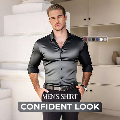 Men's Solid Color Lapel Long Sleeve Button-Down Shirts