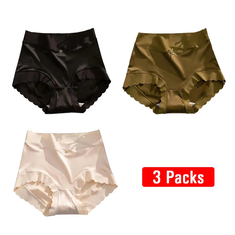 3PCS Premium Satin Antibacterial Panties Silky Skin