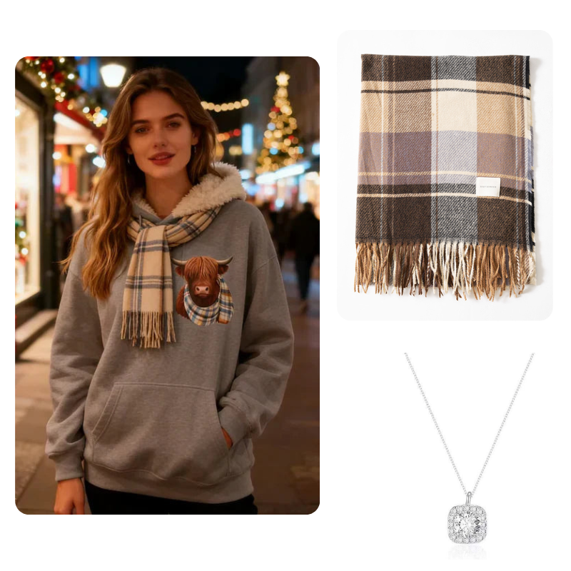 🐮 50% OFF!!🎁Cute Highland Cow Cozy Fleece-Lined Hooded Sweatshirt