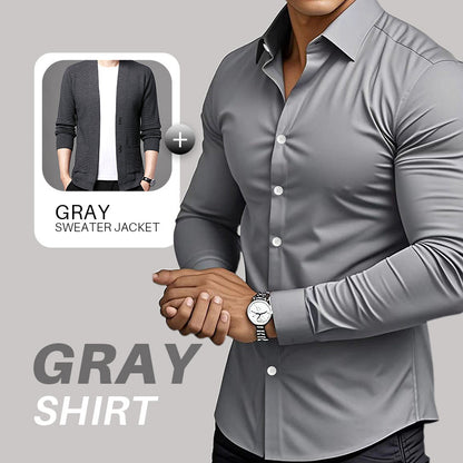 Men's Solid Color Lapel Long Sleeve Button-Down Shirts