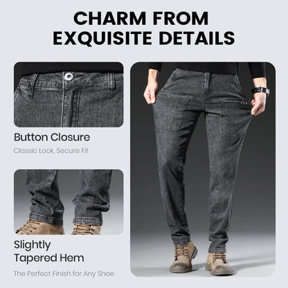 🔥 Men’s Slim Fit Jeans with 6 Functional Pockets – Style Meets Utility!