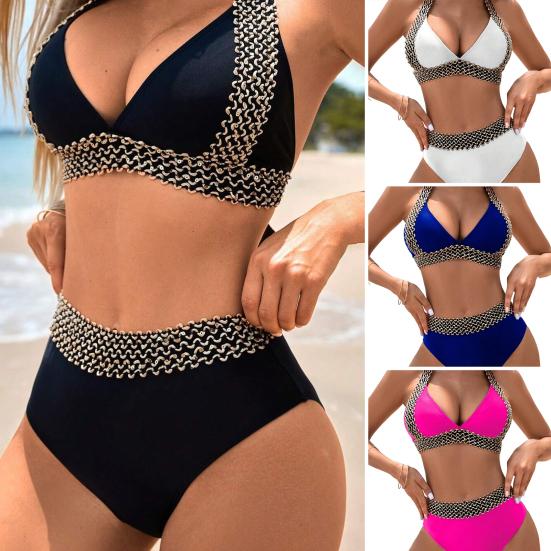 🔥👙Sexy V-neck Women's Holiday Swimsuit With Wavy Pattern