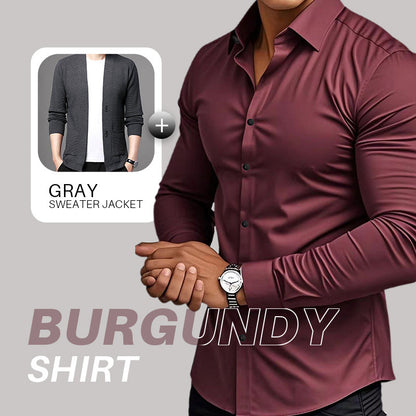 Men's Solid Color Lapel Long Sleeve Button-Down Shirts