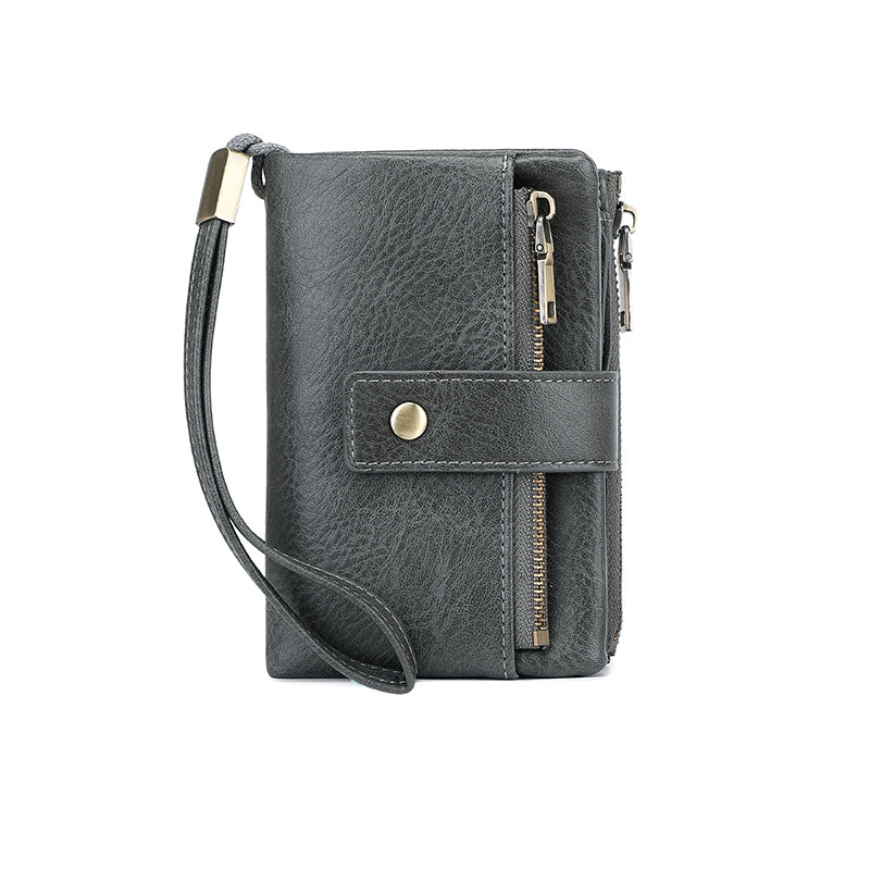 Women's Retro Style RFID Blocking Tri-fold Wallet