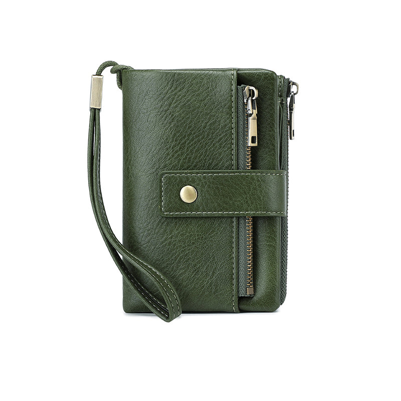 Women's Retro Style RFID Blocking Tri-fold Wallet