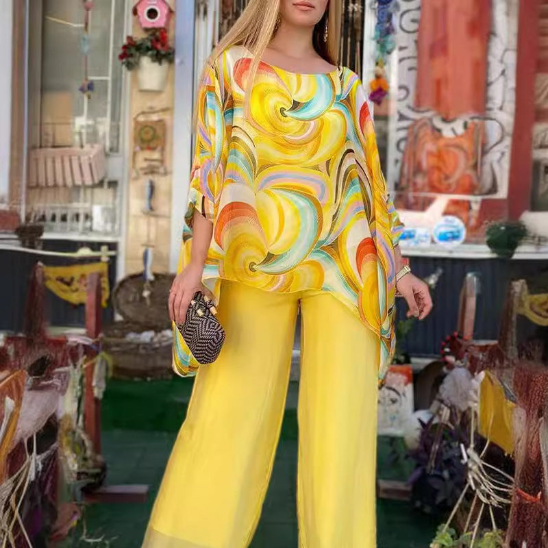 🌸👗Women's Summer Colorful Cool Chiffon 2 Piece Set