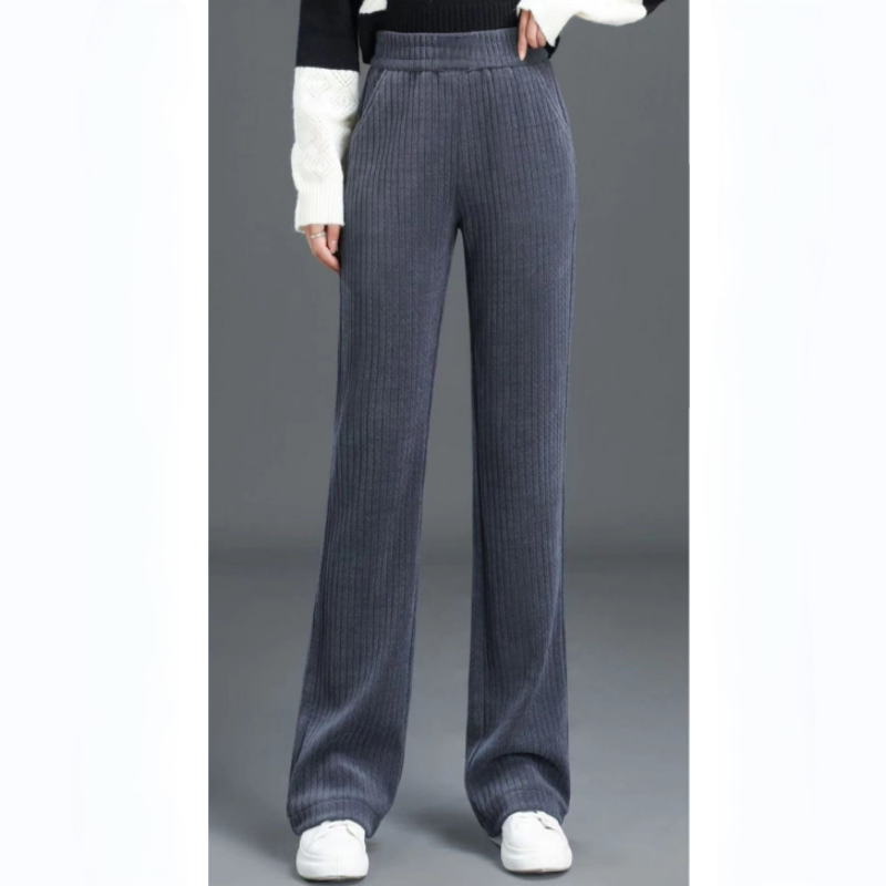 Versatile Simple Stretch Trousers With Wide Iegs For Women.