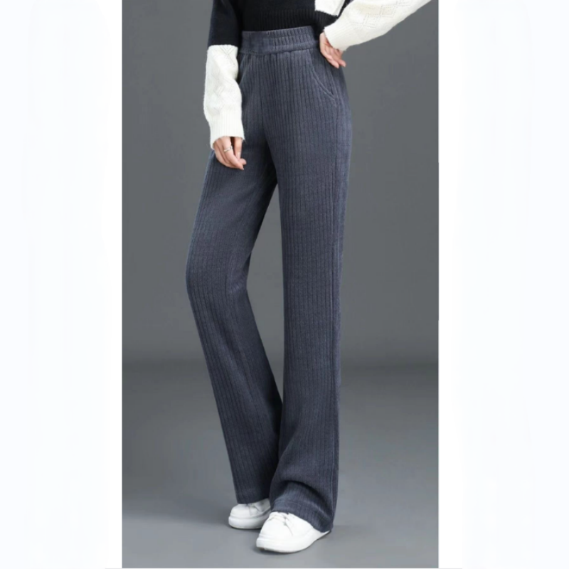 Versatile Simple Stretch Trousers With Wide Iegs For Women.