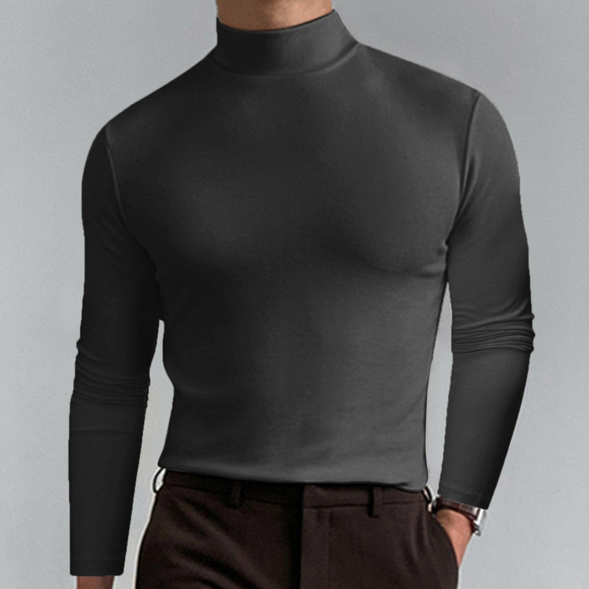 👕 60% OFF NOW! 🔥 Men's High Neck Slim Fit T-Shirt - Stretchy & Breathable for Gym or Casual, Modern Style & Comfort 🏃‍♂️📦