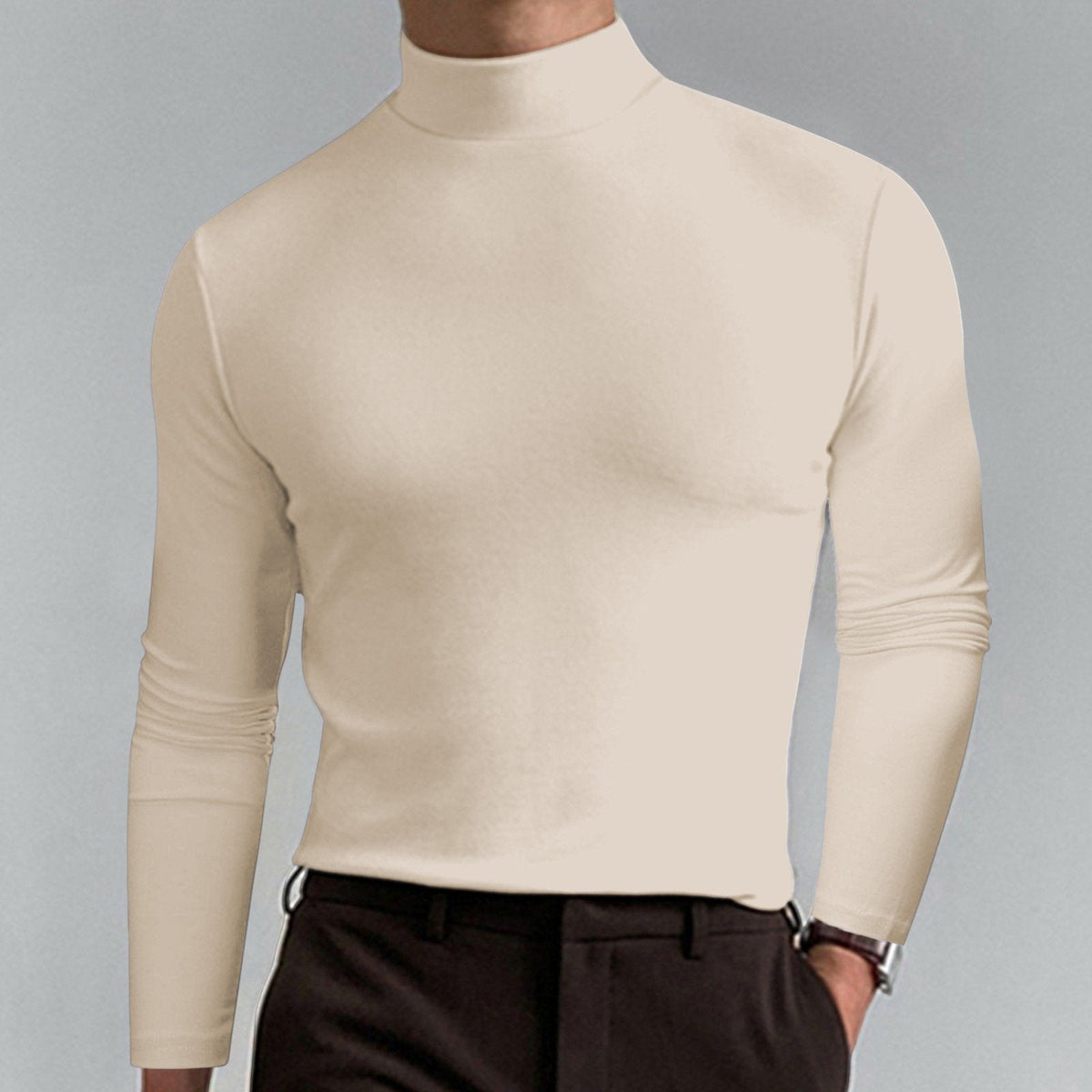 👕 60% OFF NOW! 🔥 Men's High Neck Slim Fit T-Shirt - Stretchy & Breathable for Gym or Casual, Modern Style & Comfort 🏃‍♂️📦