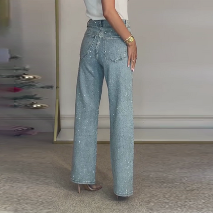 🔥Straight leg jeans with rhinestones✨Become the shining protagonist！✨