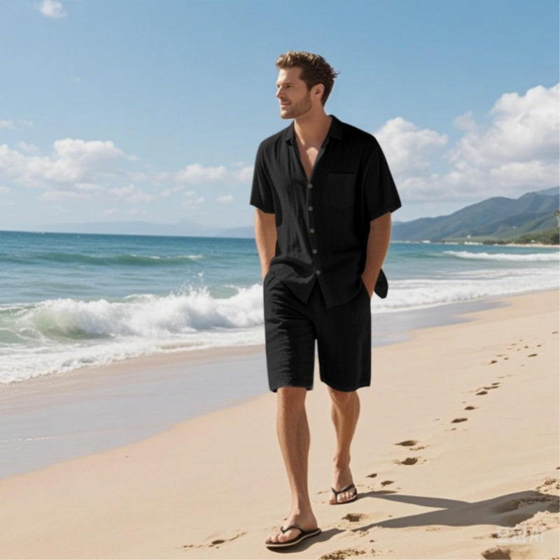 🏖️Summer Specials🌴 Men's Breathable Beach Outfit – Short Sleeve & Shorts