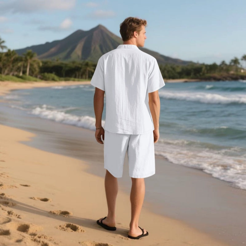 🏖️Summer Specials🌴 Men's Breathable Beach Outfit – Short Sleeve & Shorts