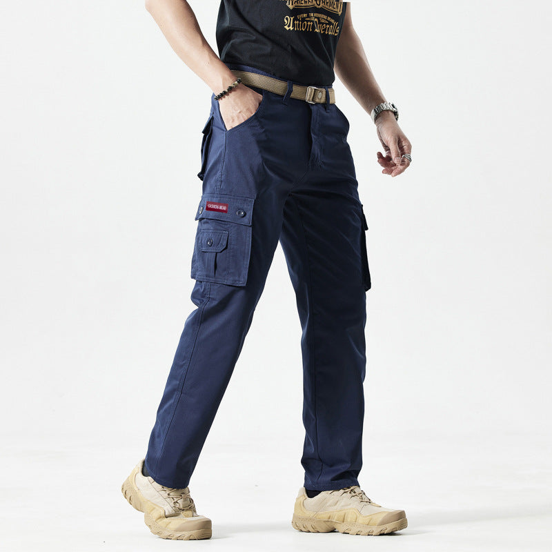 Men's straight-leg pants with pockets