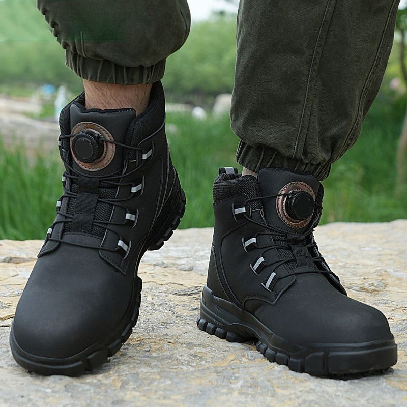 💪 Heavy-Duty Yet Lightweight: Men’s Multifunctional Work Shoes – Steel Toe & Flexible Sole
