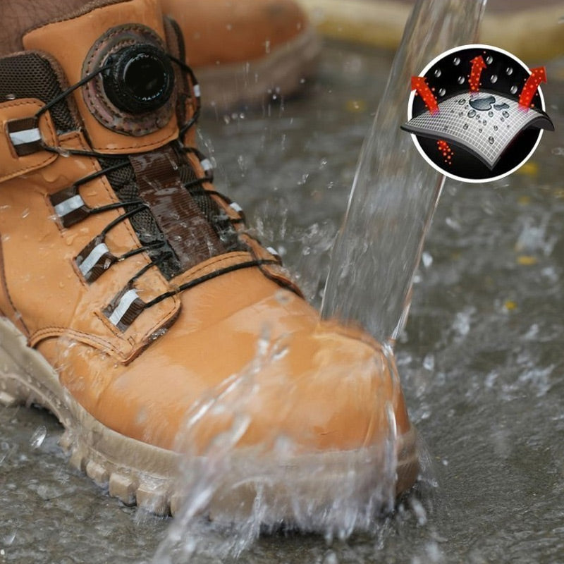 💪 Heavy-Duty Yet Lightweight: Men’s Multifunctional Work Shoes – Steel Toe & Flexible Sole