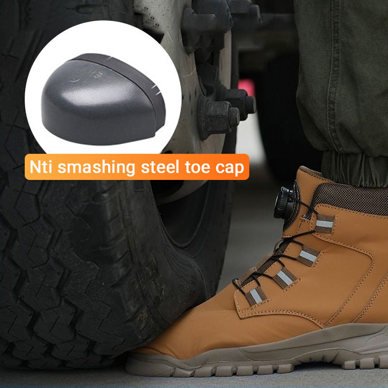 💪 Heavy-Duty Yet Lightweight: Men’s Multifunctional Work Shoes – Steel Toe & Flexible Sole
