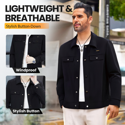 Men's Windproof Lightweight Button-Down Jacket