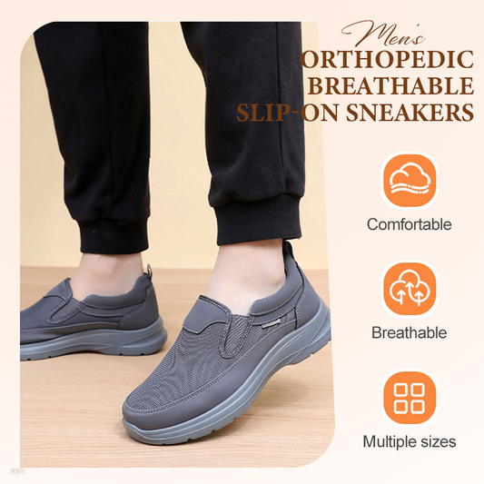 ✨ Men's Orthopedic Breathable Slip-On Sneakers - Arch Support with Memory Foam Insoles for All-Day Comfort 🏃‍♂️💨【FREE SHIPPING】