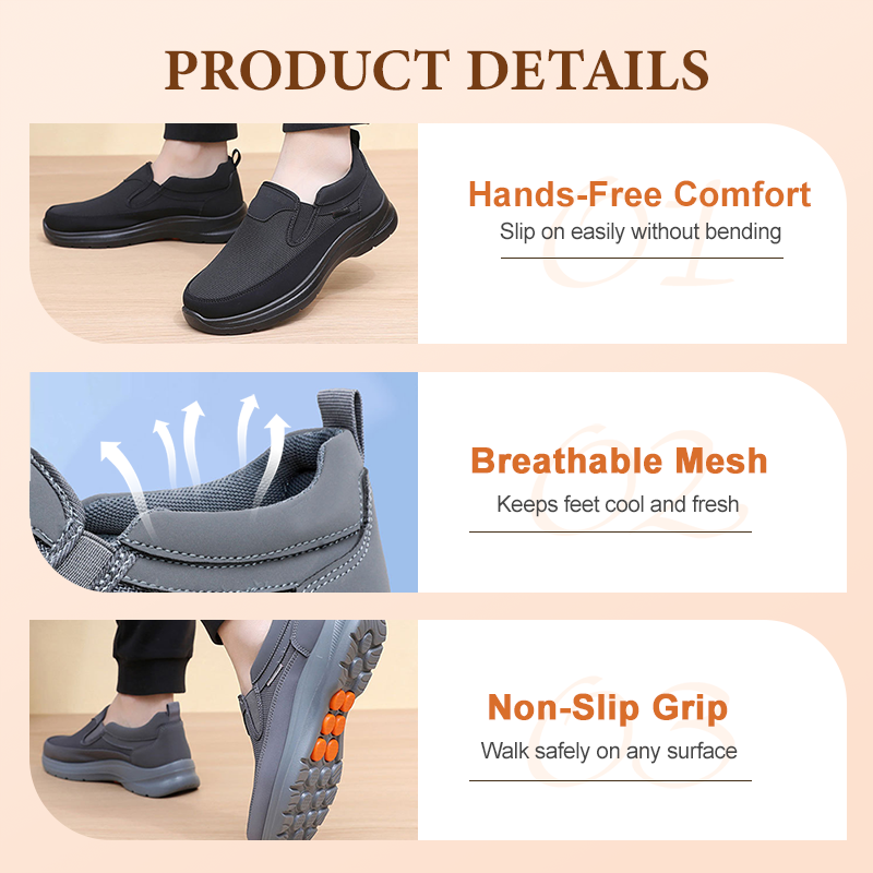 ✨ Men's Orthopedic Breathable Slip-On Sneakers - Arch Support with Memory Foam Insoles for All-Day Comfort 🏃‍♂️💨【FREE SHIPPING】