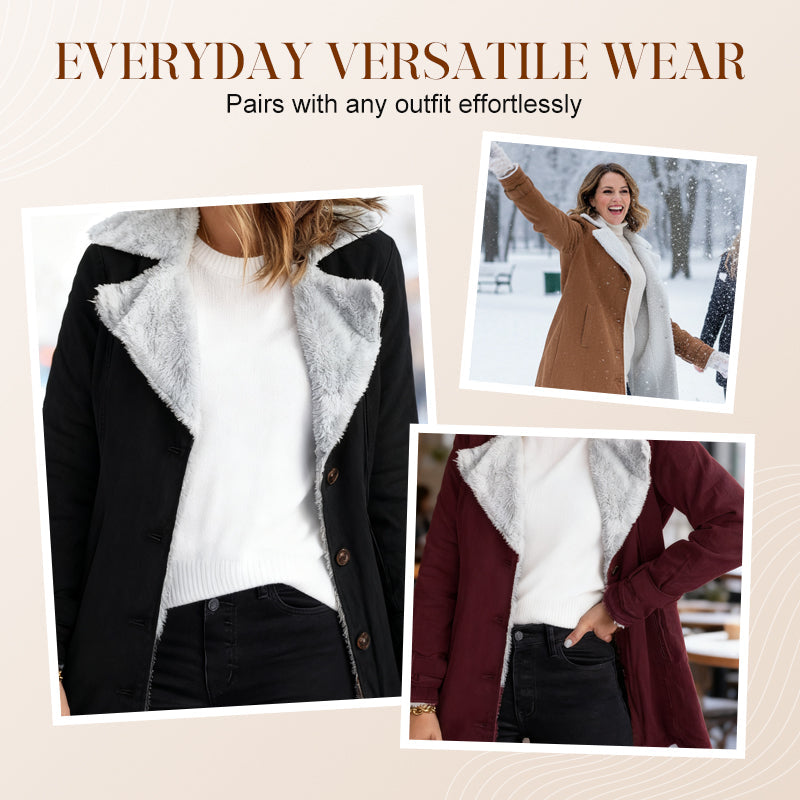 Women's Chic Warm Jacket with Lapel Collar