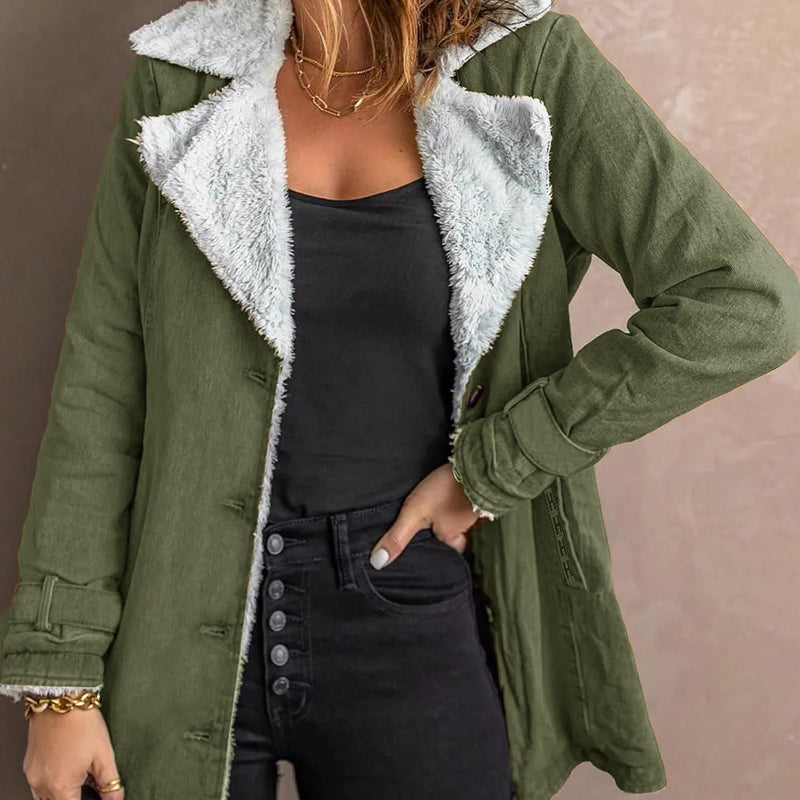 Women's Chic Warm Jacket with Lapel Collar