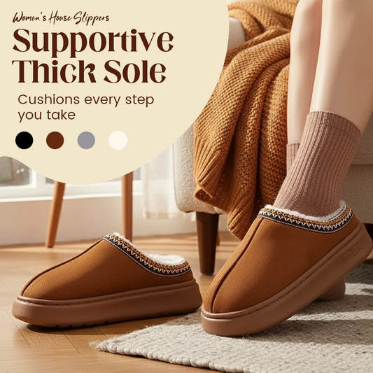 Women’s Plush-Lined Thick Sole House Slippers