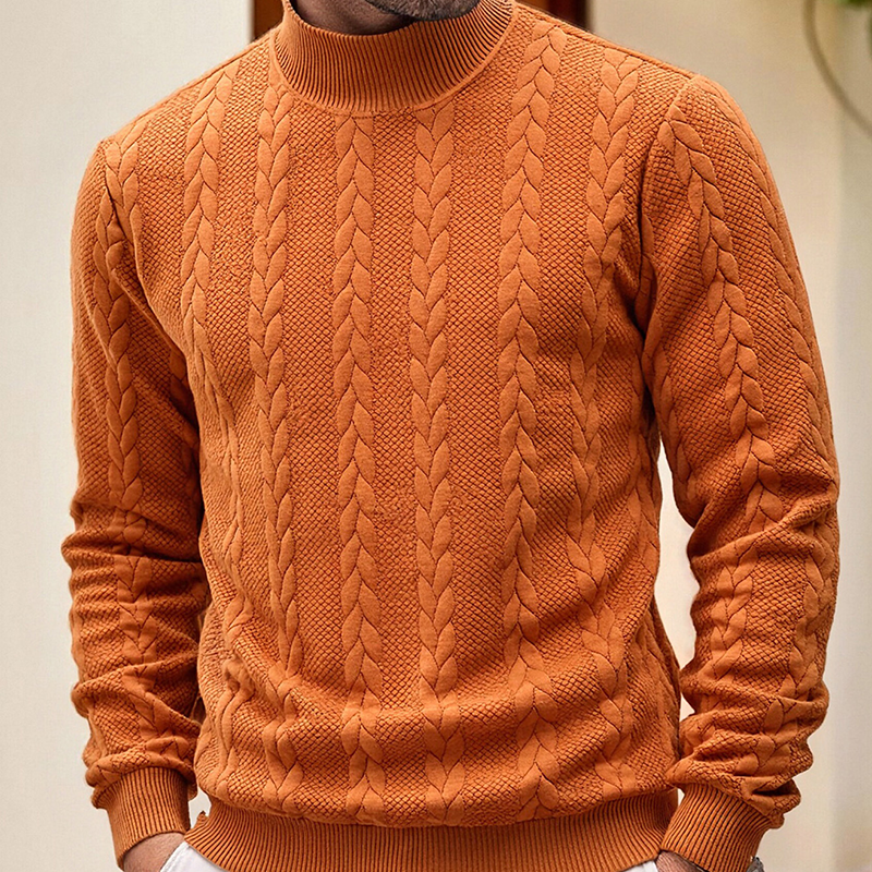 ❄️ Men’s Winter Thermal Slim-Fit Mock Neck Sweater — Cable Knit Edition (BF Sale)