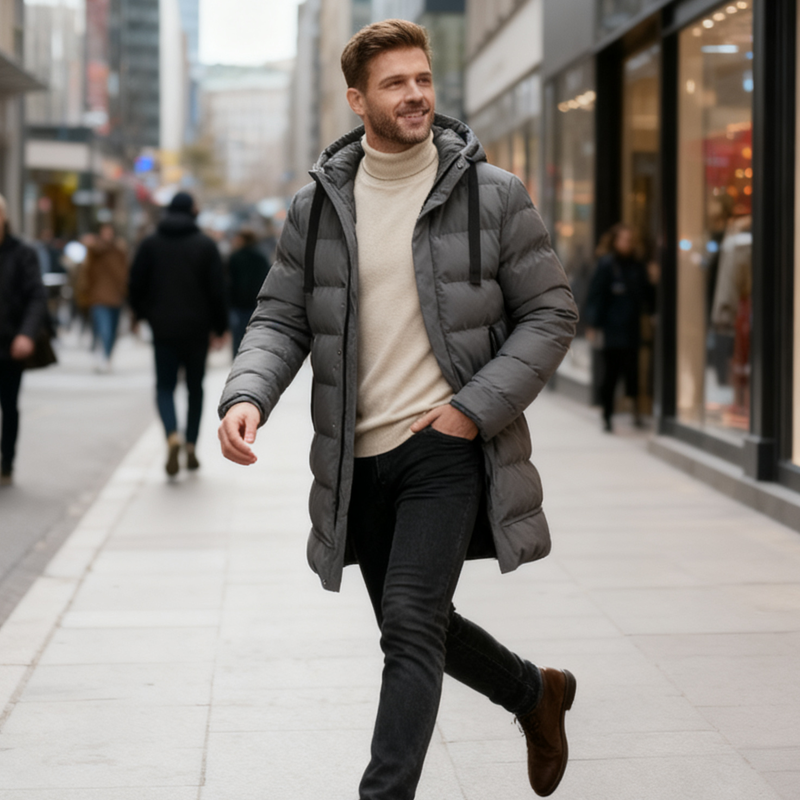 🔈🔈Winter Useful Products - 63% OFF❄️Men's Mid-length Down Jacket With Hood