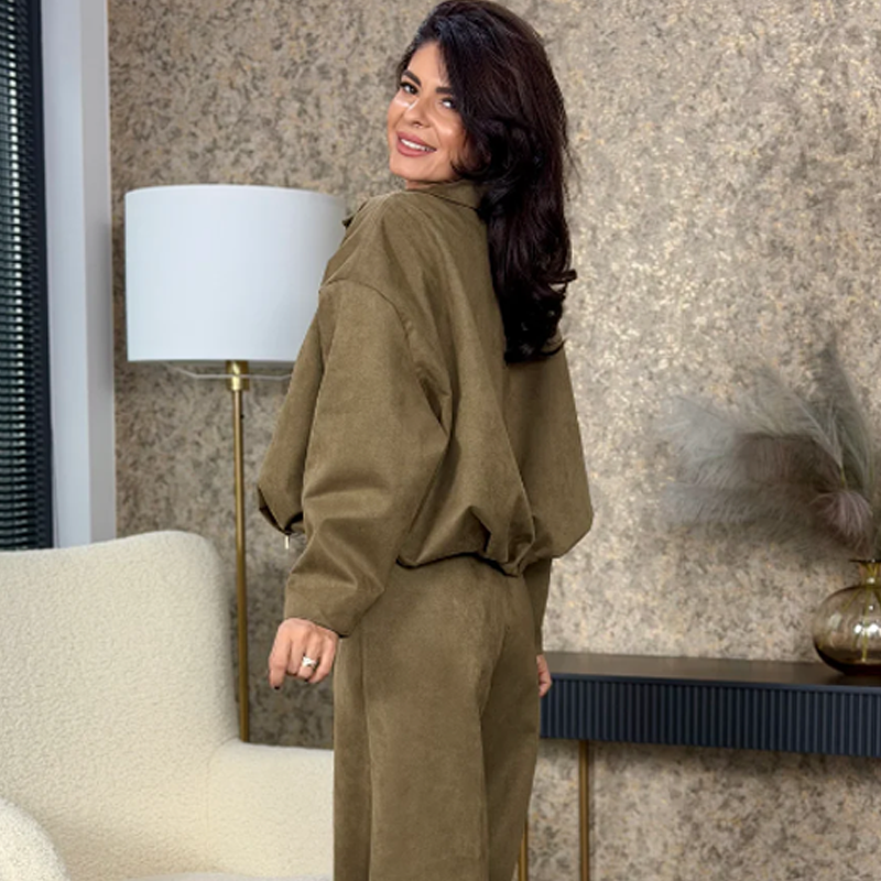 Women's Zip-Up Jacket & Wide-Leg Pants Two-Piece Set🚛 Free delivery