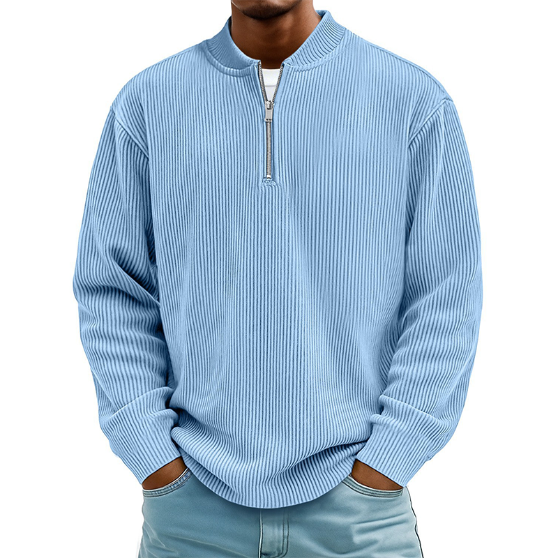 Men's Quarter-Zip Ribbed Long Sleeve Pullover🚛Free Shipping On Orders Of Two Or More