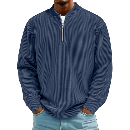 Men's Quarter-Zip Ribbed Long Sleeve Pullover🚛Free Shipping On Orders Of Two Or More