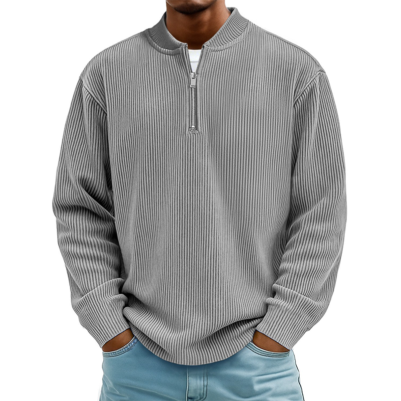 Men's Quarter-Zip Ribbed Long Sleeve Pullover🚛Free Shipping On Orders Of Two Or More