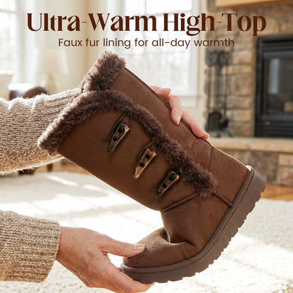 Women's Ultra-Warm Faux Fur Lined Mid-Calf Snow Boots