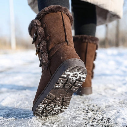 Women's Ultra-Warm Faux Fur Lined Mid-Calf Snow Boots