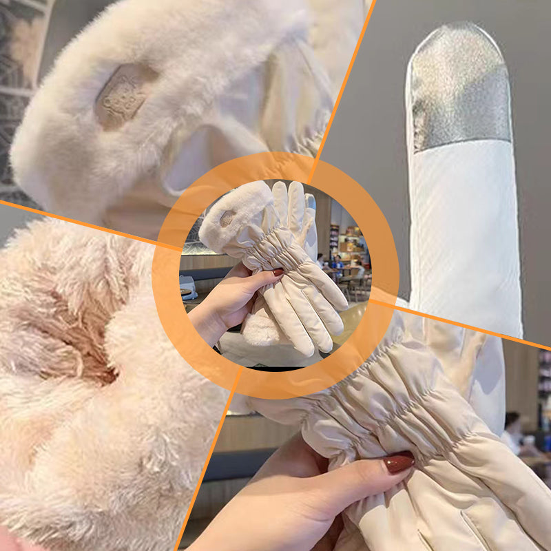 Warm Plush Cuff Gloves with Touchscreen Fingers