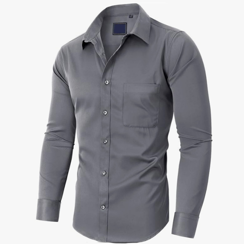 💎 50% OFF! 💎 Solid-Color Long-Sleeve Shirt – Wrinkle-Resistant, Breathable Cotton Blend & Professional Fit for Work or Casual Wear 👔✨