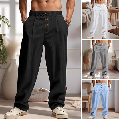 Men's Casual Straight-Leg Drawstring Pants