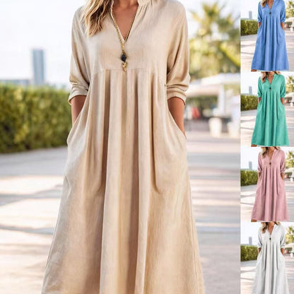 💐50% OFF ! 2026 New Arrival – Casual V-Neck Midi Dress 🌸🆕【Limited Edition】