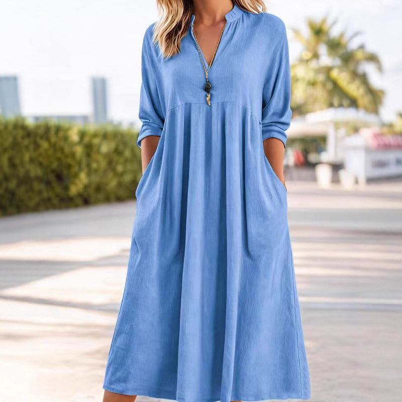 💐50% OFF ! 2026 New Arrival – Casual V-Neck Midi Dress 🌸🆕【Limited Edition】