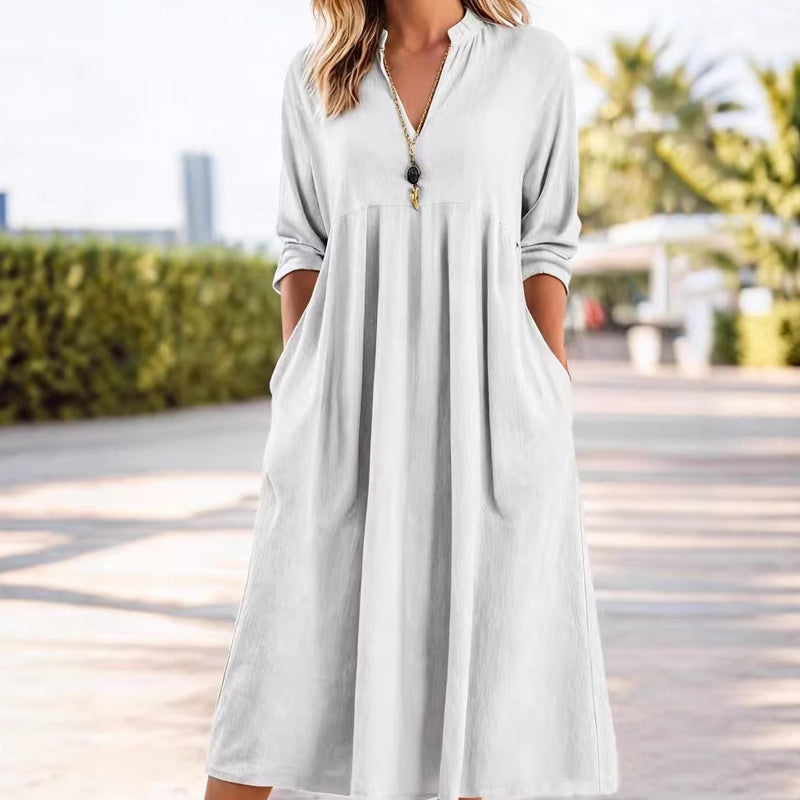 💐50% OFF ! 2026 New Arrival – Casual V-Neck Midi Dress 🌸🆕【Limited Edition】