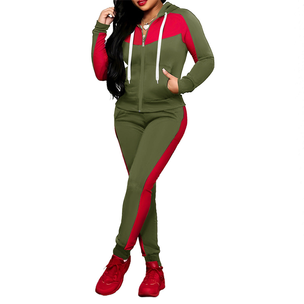 🎨Women's 2-Piece Color-Block Tracksuit Set ✨Effortlessly Unleash Your Charm