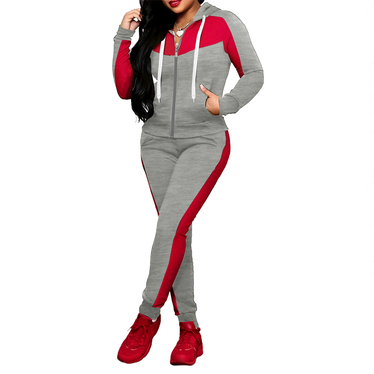 🎨Women's 2-Piece Color-Block Tracksuit Set ✨Effortlessly Unleash Your Charm