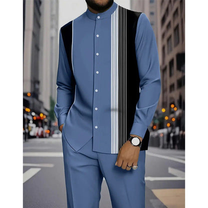 👔 Men's Striped Shirt & Pants 2-Piece Set✨ Effortless Style✨