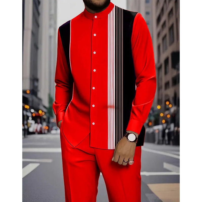 👔 Men's Striped Shirt & Pants 2-Piece Set✨ Effortless Style✨